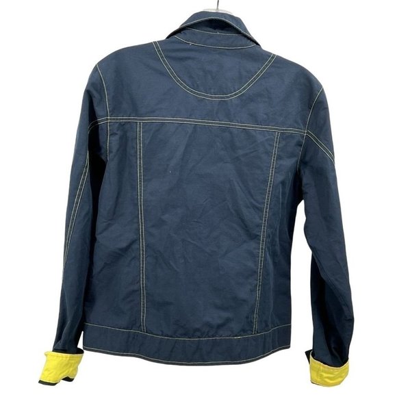 Nike Womens Jacket S Med Navy Blue w/Neon Yellow Cuffs (opt)  "Jean" Style Zip - Picture 8 of 8